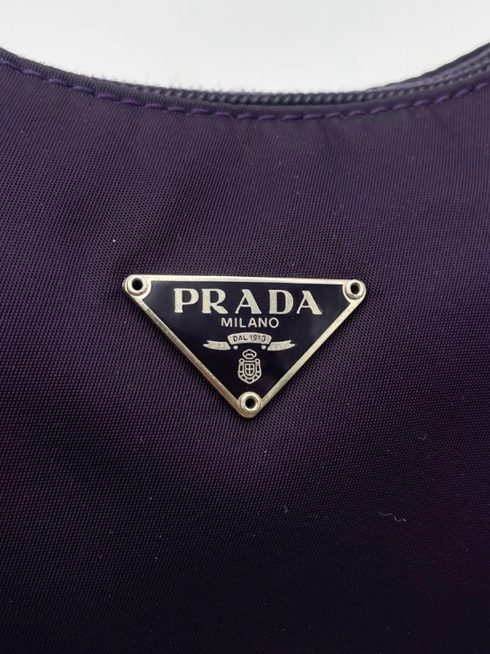 Prada Deep Purple Nylon Shoulder Bag with Triangle Logo y2k - Picture 12 of 15